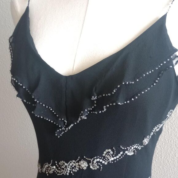 Y2K Silk Beaded Sequin Fairygoth Prom Dress - Picture 3 of 6